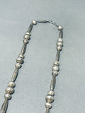 Awesome Vintage Native American Navajo Sterling Silver Handcarved Beads Necklace-Nativo Arts