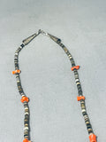 Native American Alluring Vintage Santo Domingo Coral Heishi Sterling Silver Necklace-Nativo Arts