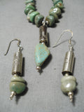 Native American Amazing Vintage Santo Domingo Royston Turquoise Sterling Silver Necklace & Earrings Old-Nativo Arts
