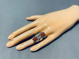 Remarkable Native American Navajo Coral Sterling Silver Ring-Nativo Arts