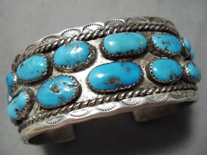 Important Vintage Native American Navajo Tommy Tso Turquoise Sterling Silver Bracelet Old-Nativo Arts