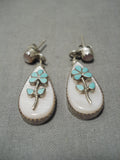Exquisite Vintage Zuni Native American Teardrop Pearl Sterling Silver Earrings-Nativo Arts