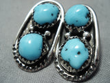 Fabulous Vintage Native American Navajo Turquoise Sterling Silver Earrings-Nativo Arts
