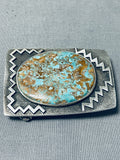 Authentic Very Rare Native American Navajo Tommy Jackson Turquoise Sterling Silver Buckle-Nativo Arts