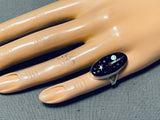 Midnight Space Inlay Native American Navajo Opal Sterling Silver Ring-Nativo Arts