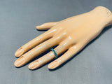 Very Old And Intricate Vintage Native American Zuni Turquoise Inlay Sterling Silver Ring-Nativo Arts