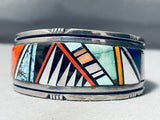 One Of The Most Unique Vintage Native American Navajo Inlay Turquoise Sterling Silver Bracelet-Nativo Arts