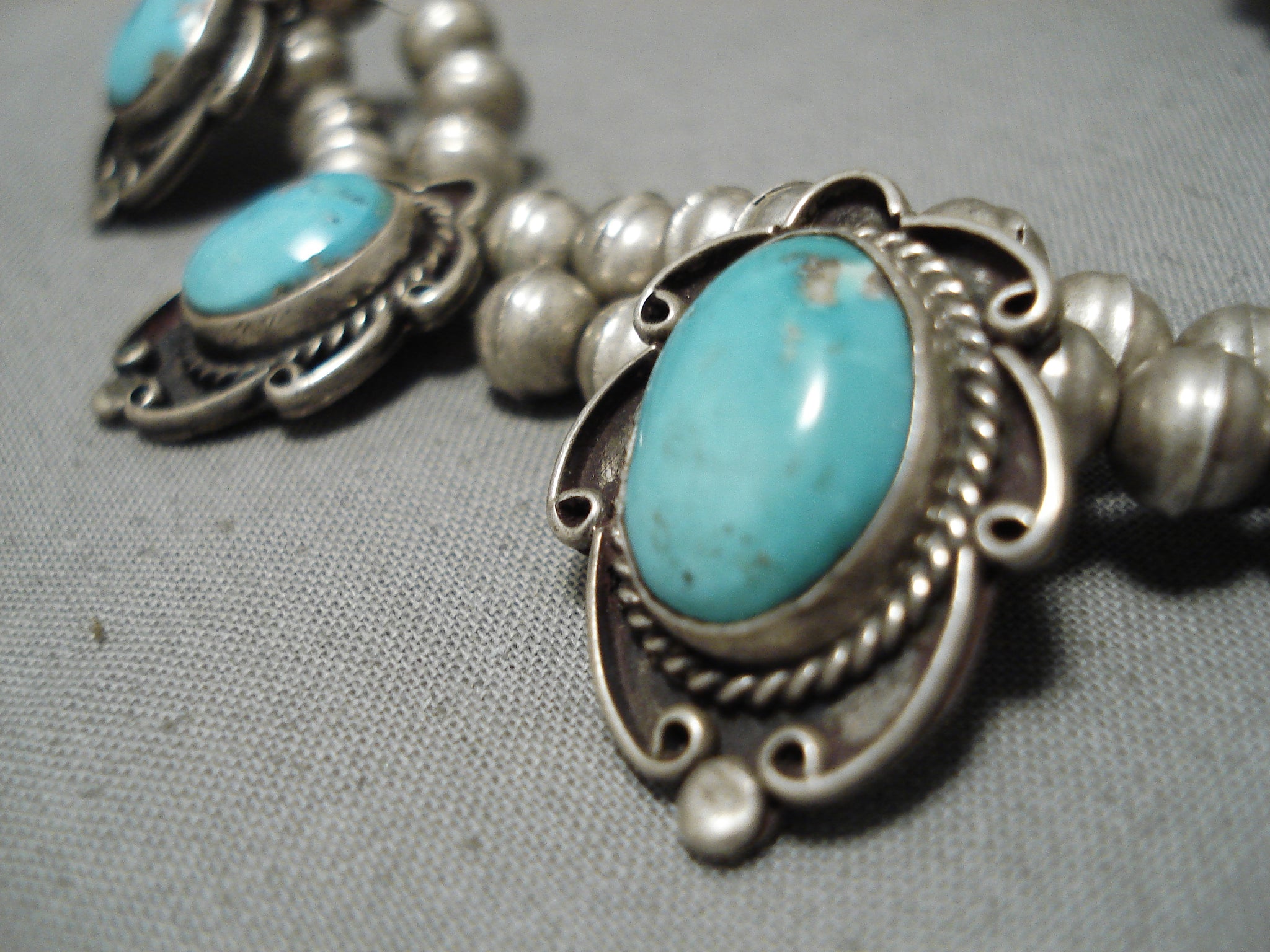 Marvelous Vintage Navajo 7 Station Sterling Silver Native American