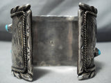 Husky Men's Vintage Native American Navajo Turquoise Sterling Silver Wide Bracelet Old-Nativo Arts