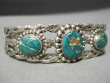 Very Early Coil Galore Heavu Vintage Native American Navajo Turquoise Sterling Silver Bracelet-Nativo Arts
