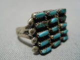 Early 1900's Vintage Zuni/ Native American Navajo Needle Turquoise Sterling Silver Ring Old-Nativo Arts