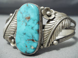 Freddy Guerro Vintage Native American Navajo Carico Lake Turquoise Sterling Silver Bracelet-Nativo Arts
