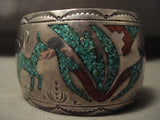 100 Gram Wide Hvy Vintage Navajo Turquoise Native American Jewelry Silver Bracelet Old-Nativo Arts