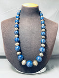 282 Grams Best Vintage Native American Navajo Lapis Sterling Silver Ball Necklace-Nativo Arts