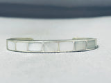 Lovely Vintage Native American Navajo Mother Of Pearl Inlay Sterling Silver Bracelet-Nativo Arts