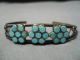 Important Dishta Vintage Zuni Native American Turquoise Sterling Silver Bracelet-Nativo Arts