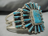 Rare Vintage Native American Navajo Teardrop Turquoise Sterling Silver Bracelet Cuff-Nativo Arts