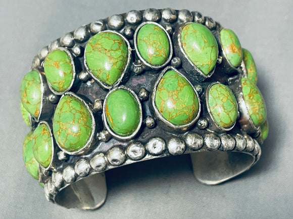 108 Grams Monster Vintage Native American Navajo Sterling Silver Gaspeite Bracelet-Nativo Arts