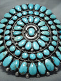 One Of Biggest Best Vintage Native American Navajo Turquoise Cluster Sterling Silver Bracelet-Nativo Arts