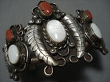 101 Grams!! Huge Vintage Navajo Native American Jewelry Coral Sterling Silver Bracelet-Nativo Arts