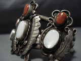 101 Grams!! Huge Vintage Navajo Native American Jewelry Coral Sterling Silver Bracelet-Nativo Arts