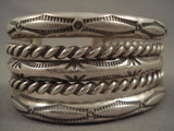 101 Grams Thick And Wide Vintage Navajo Sterling Native American Jewelry Silver Bracelet- Heavy!!-Nativo Arts
