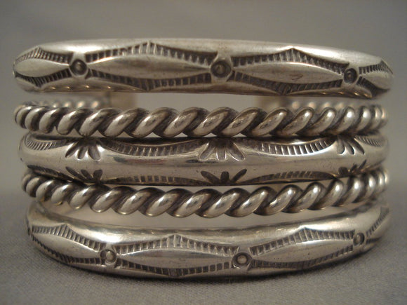 101 Grams Thick And Wide Vintage Navajo Sterling Native American Jewelry Silver Bracelet- Heavy!!-Nativo Arts