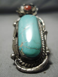 Impressive Vintage Navajo Tuquoise Sterling Silver Native American Ring Old-Nativo Arts