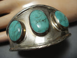 Incredible Vintage Native American Navajo Blue Diamond Turquoise Sterling Silver Bracelet-Nativo Arts