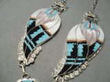 Important Hand Carved Turquoise Sterling Silver Native American Zuni Necklace-Nativo Arts