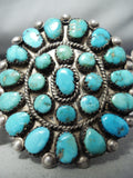 Museum Vintage Native American Navajo Morenci Turquoise Cluster Sterling Silver Bracelet-Nativo Arts