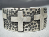 Heavy Christian Cross Native American Zuni Sterling Silver Bracelet-Nativo Arts