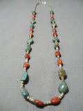 Native American Marvelous Santo Domingo Royston Turquoise Coral Necklace-Nativo Arts