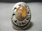 Heavy Huge Navajo Amber Sterling Silver Native American Ring Wow-Nativo Arts