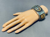 Native American One Of The Most Unique Vintage Zuni Turquoise Inlay Sterling Silver Bracelet-Nativo Arts
