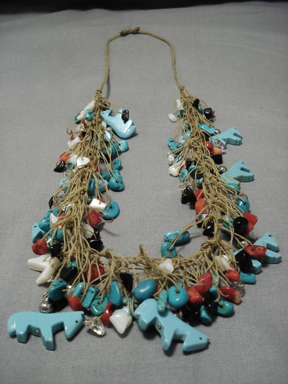102 Grams Vintage Navajo Turquoisse Native American Necklace Old-Nativo Arts