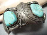 One Of The Best Vintage Native American Navajo Leaf Turquoise Sterling Silver Museum Bracelet-Nativo Arts
