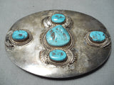 Amazing Vintage Native American Navajo Morenci Turquoise Sterling Silver Buckle-Nativo Arts