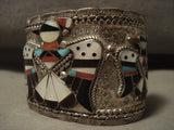 103 Gram Very Wide Vintage Zuni Turquoise Native American Jewelry Silver Bracelet-Nativo Arts