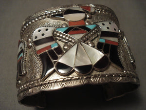 103 Gram Very Wide Vintage Zuni Turquoise Native American Jewelry Silver Bracelet-Nativo Arts