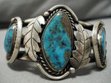 Museum Vintage Native American Navajo Bisbee Turquoise Sterling Silver Bracelet Old-Nativo Arts