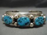 Museum Vitnage Native American Navajo Deep Blue Turquoise Sterling Silver Bracelet Old-Nativo Arts