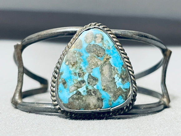 Rare Old Persin Turquoise Vintage Native American Navajo Sterling Silver Bracelet Cuff-Nativo Arts