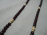 Native American Real 14k Solid Gold Vintage Garnet Rare Necklace-Nativo Arts