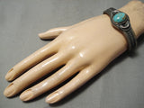 Rare Vintage Native American Navajo Domed #8 Turquoise Sterling Silver Bracelet Old Cuff-Nativo Arts