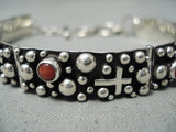 Remarkable Navajo Coral Sterling Silver Bracelet Native American-Nativo Arts