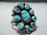 Maravelous Vintage Native American Navajo Turquoise Cluster Sterling Silver Ring Old-Nativo Arts