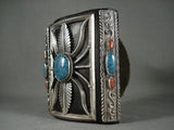 104 Gram Vintage Navajo Web Turquoise Native American Jewelry Silver Ketoh Bracelet Old-Nativo Arts