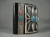 104 Gram Vintage Navajo Web Turquoise Native American Jewelry Silver Ketoh Bracelet Old-Nativo Arts
