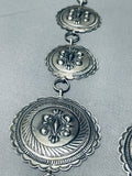 Best Native American Navajo Hand Hammered Sterling Silver Huge Concho Necklace-Nativo Arts